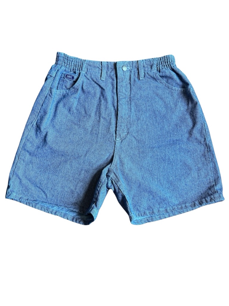 Vintage Lee Denim Shorts Loose Fit Blue Checkered M Fit Grandpa 80s Gingham